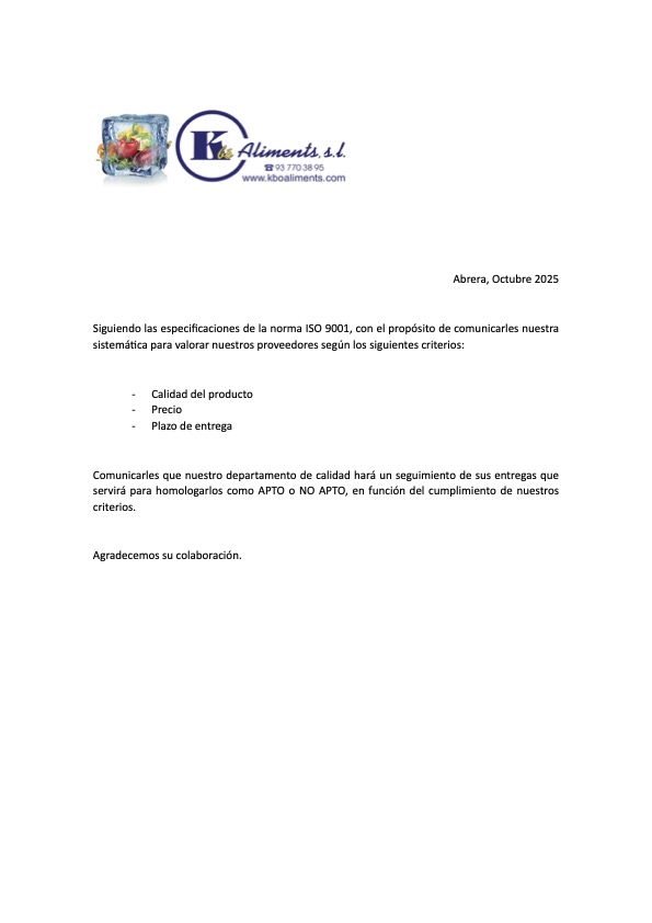 CRITERIS D'HOMOLOGACIÓ DE PROVEÏDORS